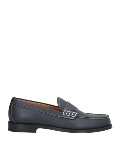 Dior Man Loafers Navy Size 8 Calfskin In Blue
