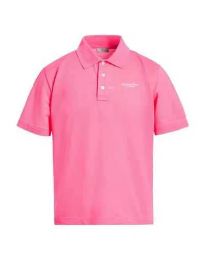 Dior Man Polo Shirt Fuchsia Size M Polyester In Pink