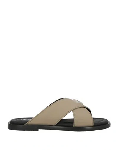 Dior Man Sandals Khaki Size 8 Calfskin In Neutral