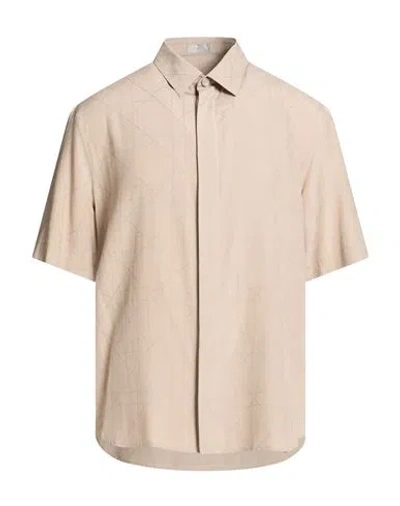 Dior Man Shirt Taupe Size 15 ½ Silk, Lyocell In Neutral