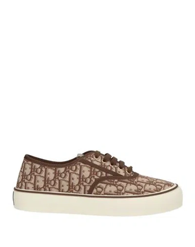 Dior Man Sneakers Brown Size 9.5 Cotton, Polyacrylic, Polyester, Viscose