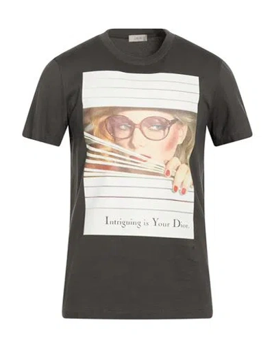 Dior Man T-shirt Charcoal Size L Cotton In Gray