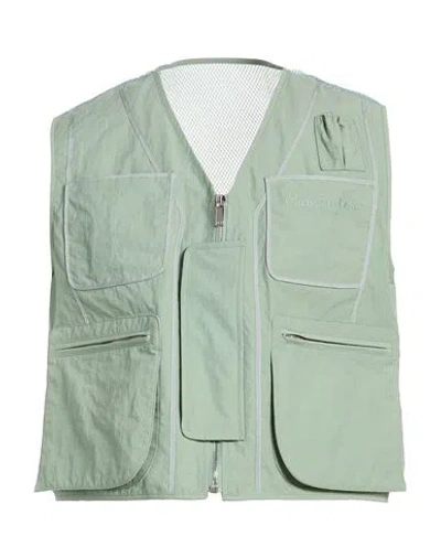 Dior Man Vest Sage Green Size 40 Polyamide, Viscose In Multi