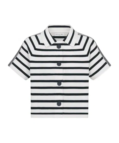 Dior Marinière Cropped Jacket In Navy Blue/white