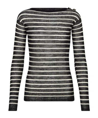 Dior Marinière Sheep Hair Striped Sweater In Black