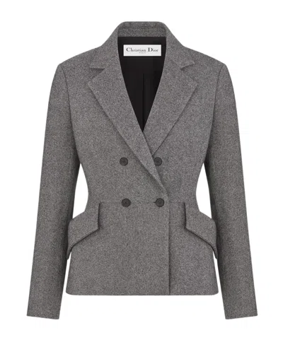 Dior Marlène Wool Suit Coat In Gray
