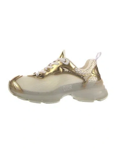 Pre-owned Dior Matte Technical Fabric Mesh  Vibe Chunky Sneakers In Gold