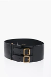 DIOR MAXI LEATHER WAIST BELT WITH DOUBLE GOLDEN BUCKLE 100MM