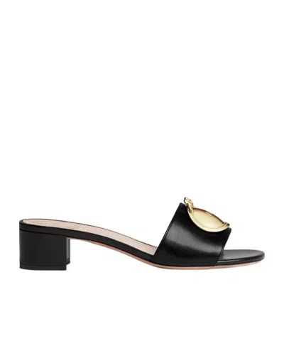 Dior Médaillon Buckle Heeled Slide In Black