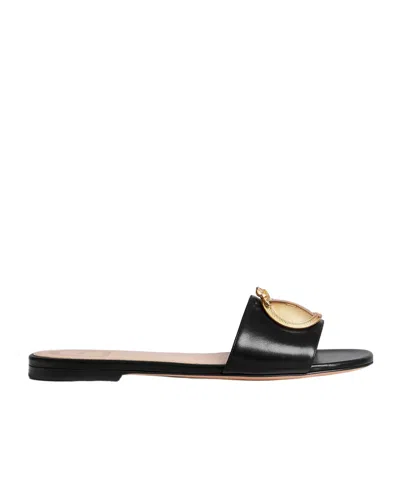 Dior Medaillon Buckle Slide In Black