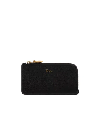Dior Médaillon Cosmos Zipped Card Holder In Black