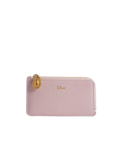 Dior Médaillon Cosmos Zipped Card Holder In Nude