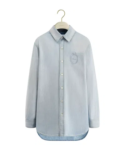 Dior Médaillon Embroidered Blouse In Blue