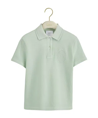 Dior Médaillon Embroidered Polo Shirt In Green