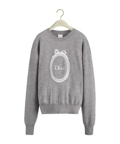 Dior Médaillon Embroidered Sweater In Gray