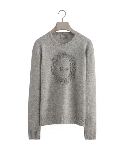 Dior Medaillon Sweater, Regular Fit In Gray