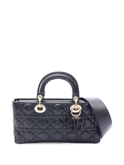 Pre-owned Dior Medium 2010s Cannage Lady D-joy Tote Bag In Black