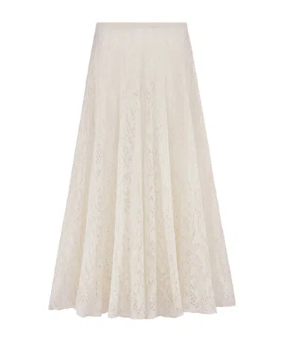 Dior Medium And Long Trumpet Alpaca Hair Skirt In White