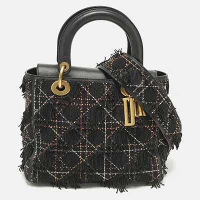 Pre-owned Dior Medium Black Cannage Leather Tote