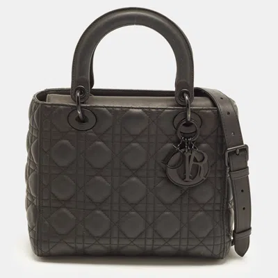 Pre-owned Dior Medium Black Cannage Leather Tote