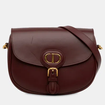 Pre-owned Dior Medium Bobby Crossbody Bag In Burgundy
