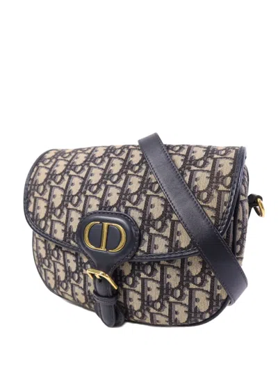 Pre-owned Dior Medium Bobby Oblique Shoulder Bag In Neutral