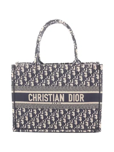 Pre-owned Dior Medium Book Oblique Tote Bag In Blue
