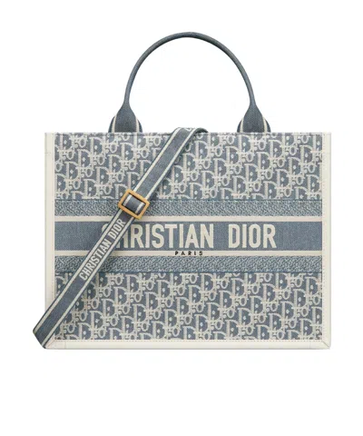 Dior Small Book Tote Shoulder Bag In Gray