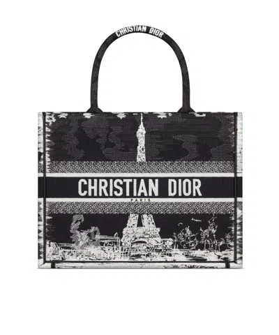 Dior Medium Book Tote Handbag In Black