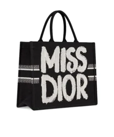 Dior Medium Book Tote Handbag In Black