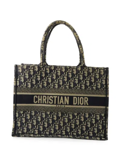 Pre-owned Dior Medium Book Tote Oblique Tote Bag In Blue