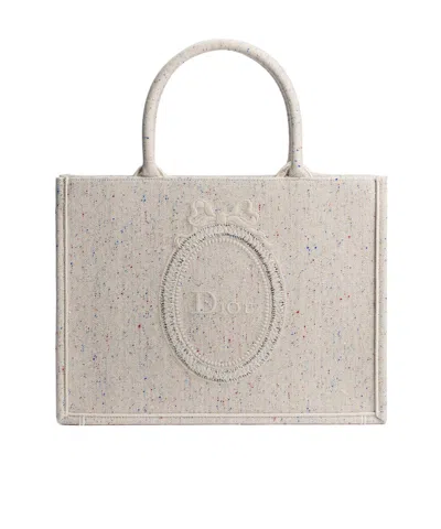 Dior Medium Book Tote Shoulder Bag In Gray