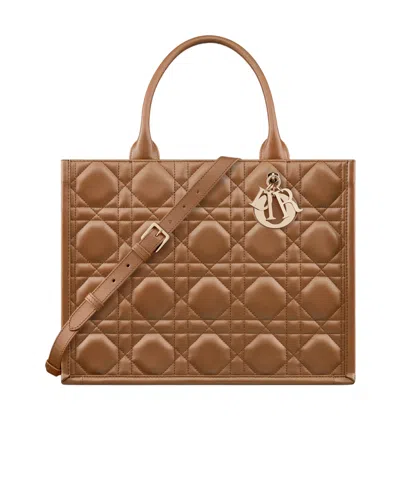 Dior Medium  Book Tote In Brown