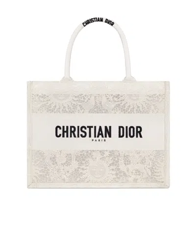 Dior Medium  Book Tote Handbag In White