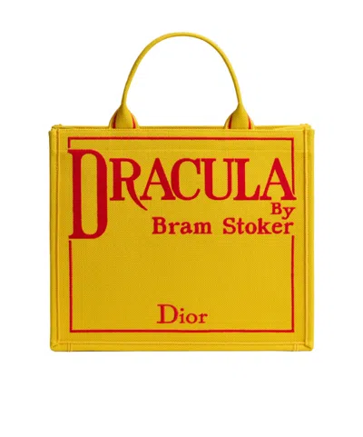 Dior Medium  Book Tote With Strap In Yellow