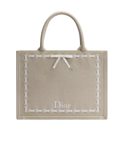 Dior Medium  Book Tote With Strap In Neutral