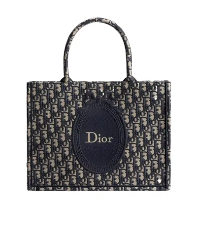 Dior Medium  Book Tote With Strap In Blue