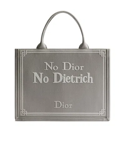 Dior Medium  Book Tote With Strap In Gray