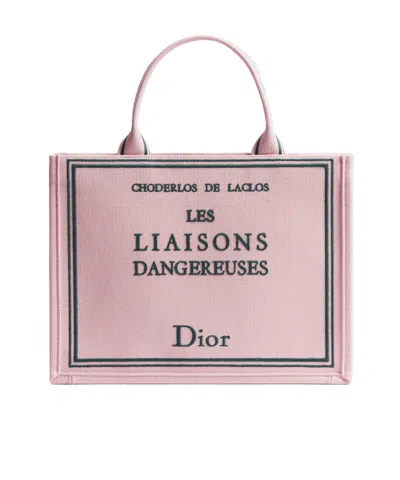 Dior Medium  Book Tote With Strap In Pink