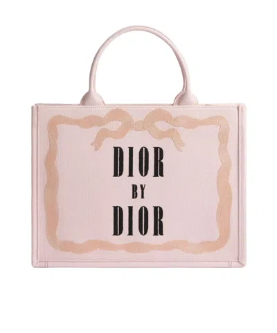 Dior Medium  Book Tote With Strap In Pink