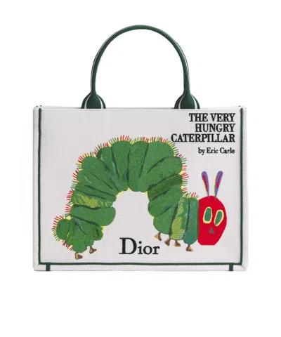 Dior Medium  Book Tote With Strap In White