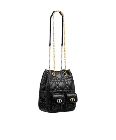 Dior Medium  Caro Multicarry Backpack With Chain In Black