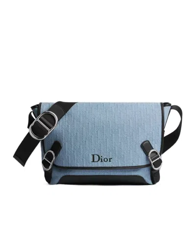 Dior Medium  Jett Messenger Bag With Flap In Blue