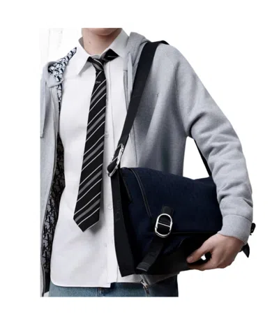 Dior Medium  Jett Messenger Bag With Flap In Navy Blue