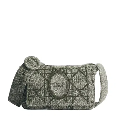 Dior Medium  Médaillon Messenger Flap Bag In Gray