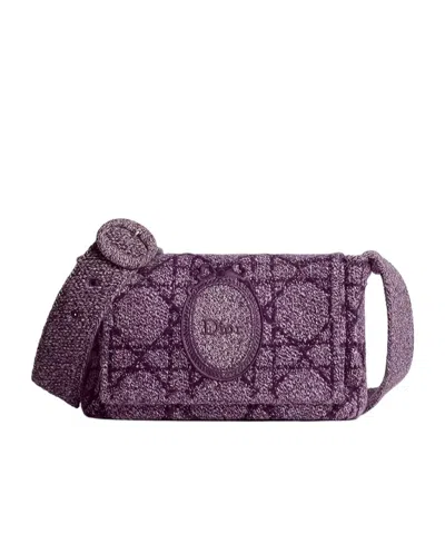 Dior Medium  Médaillon Messenger Flap Bag In Purple