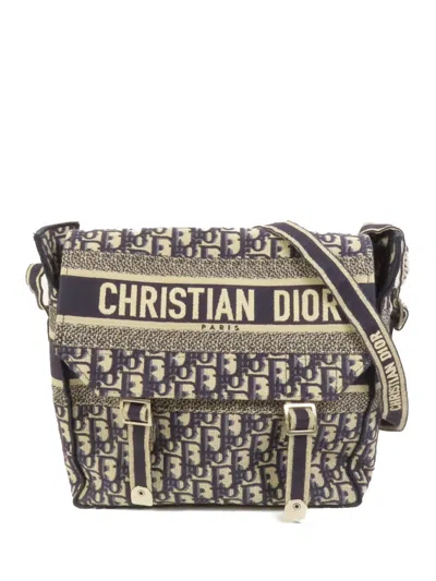 Pre-owned Dior Medium Camp Oblique Shoulder Bag In Blue