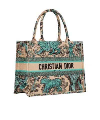 Dior Medium Iviera Book Tote Handbag In Green
