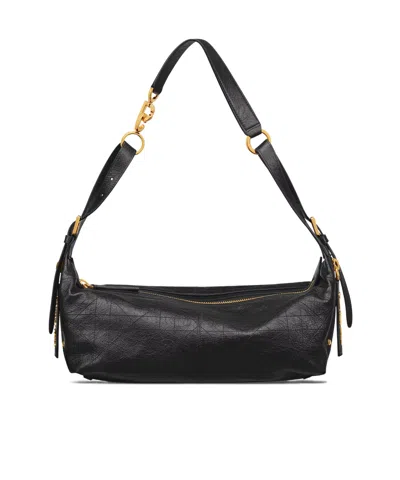 Dior Medium D-journey Bag In Crinkled Calfskin In Black