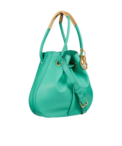 Dior Medium Gold Hobo Shoulder Bag In Green